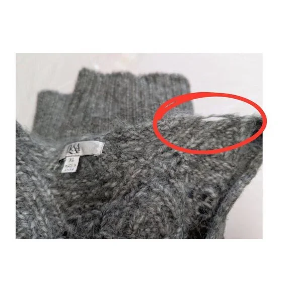 Q&A Gray Textured Knit Balloon Sleeve Sweater Wool Blend – Size XL - Picture 7 of 9